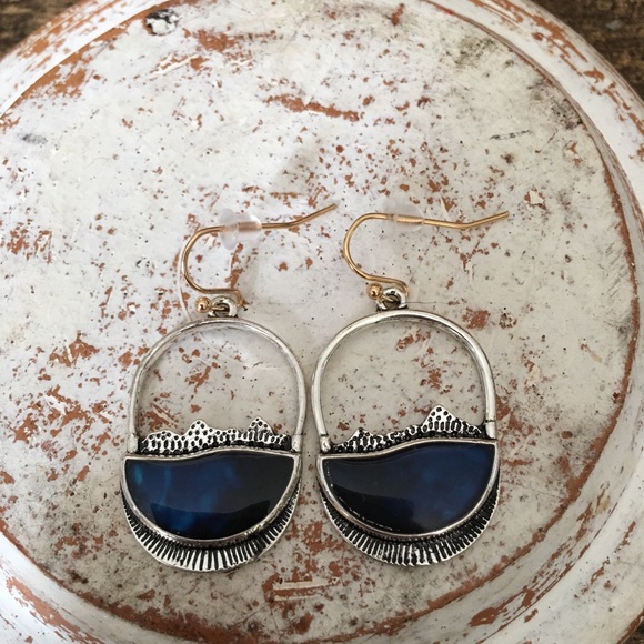 Artisan 925 sterling lapis blue dangle earrings - Picture 6 of 7